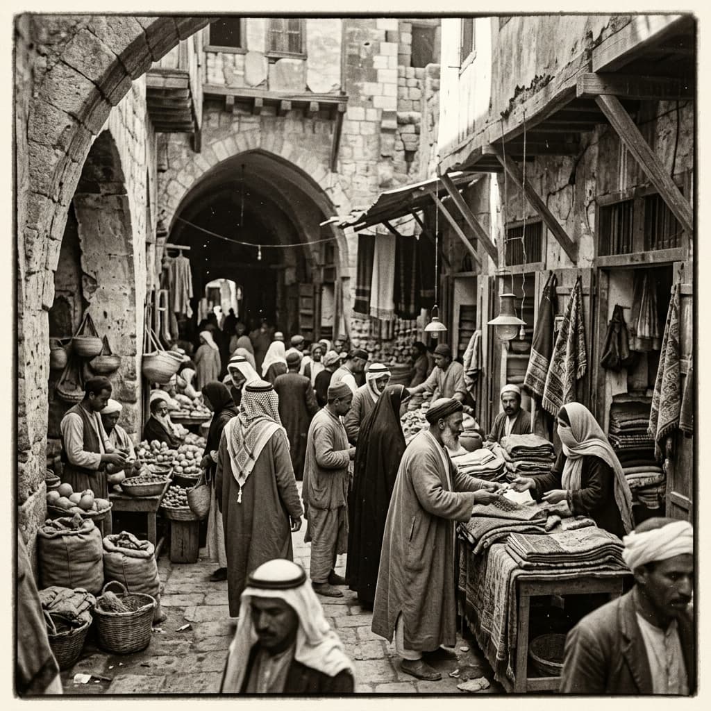 Vintage street photography of the ancient souk of Qamishli